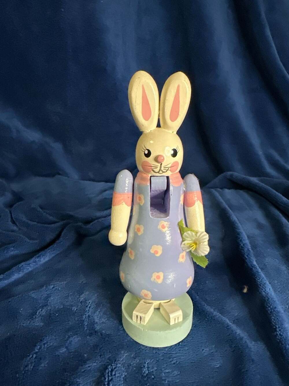 Terry's Village Wooden Easter Bunny Nutcracker Holding Flower